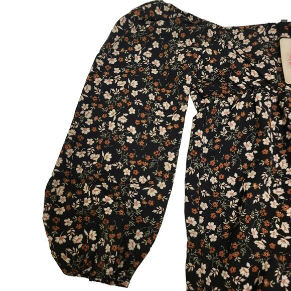 Lily Rose Long Sleeve Cinch Front Baby Doll Dress Black Floral Juniors Small S - Picture 9 of 16